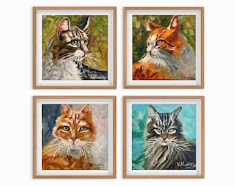 Set of 4. Combination Real Life Animal's World and Modern Art in Photo-realistic Representation.