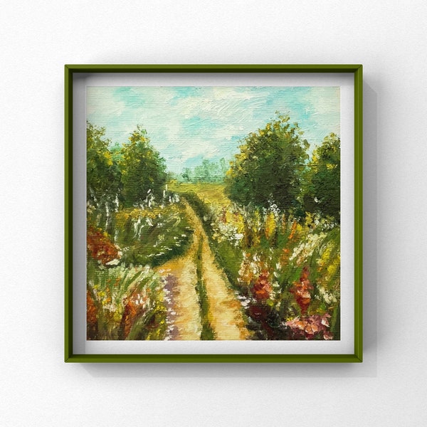 Rustic Landscape. Original. Mix of Life, Culture and Landscape Painting. Completely Handmade Artwork. Landscape Painting as Wall Art Decor.