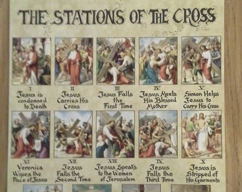 Vintage Stations of the Cross print Poster 8" x 10" Italy