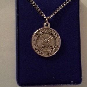 Saint Michael Armed Forces Medal, Army, Navy, Air Force, Coast Guard Italy, on chain with free prayer book image 8