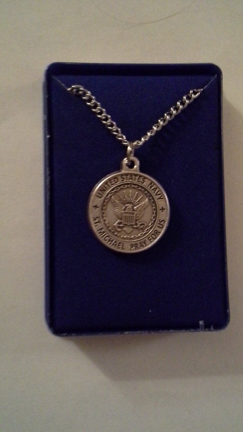 Saint Michael Armed Forces Medal, Army, Navy, Air Force, Coast Guard Italy, on chain with free prayer book image 8