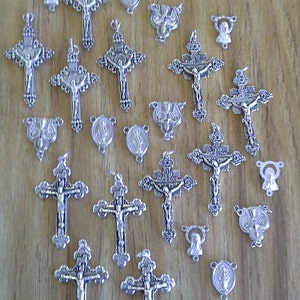 Assortment 24 pc Catholic Rosary and Centerpiece and Crucifix for rosary  making