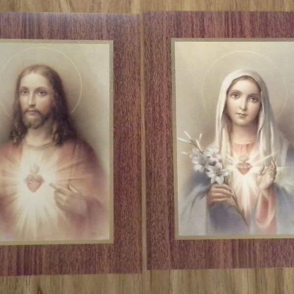 Sacred Heart and Immaculate Heart 9x7 Catholic prints Italy