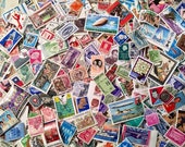 50 Vintage WORLDWIDE cancelled stamps off paper junk journal ephemera stamp collecting crafting pack philatelist collage decoupage
