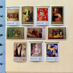 Vintage 1985-89 Russia 10 Stamp Variety Set Featuring Famous Paintings #5335/B163 Jamestown Stamp Company (A-4)