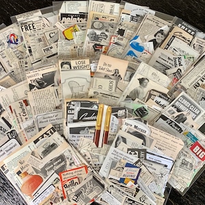 Vintage Ad Ephemera Pack • 45+ Piece Collage Kit