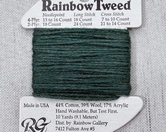Rainbow Tweed 4-Ply Embroidery Thread • Green Wool Blend • Needlepoint & Cross Stitch Fiber • 10 Yards