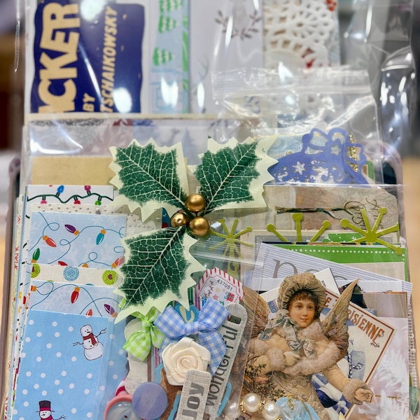 Pastel Christmas Ephemera Kit – 150+ Vintage Scrapbook Supplies
