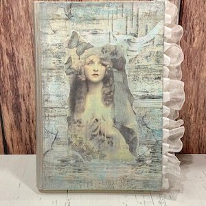 Handmade Ice Blue Fairy Junk Journal: Blank Keepsake Book