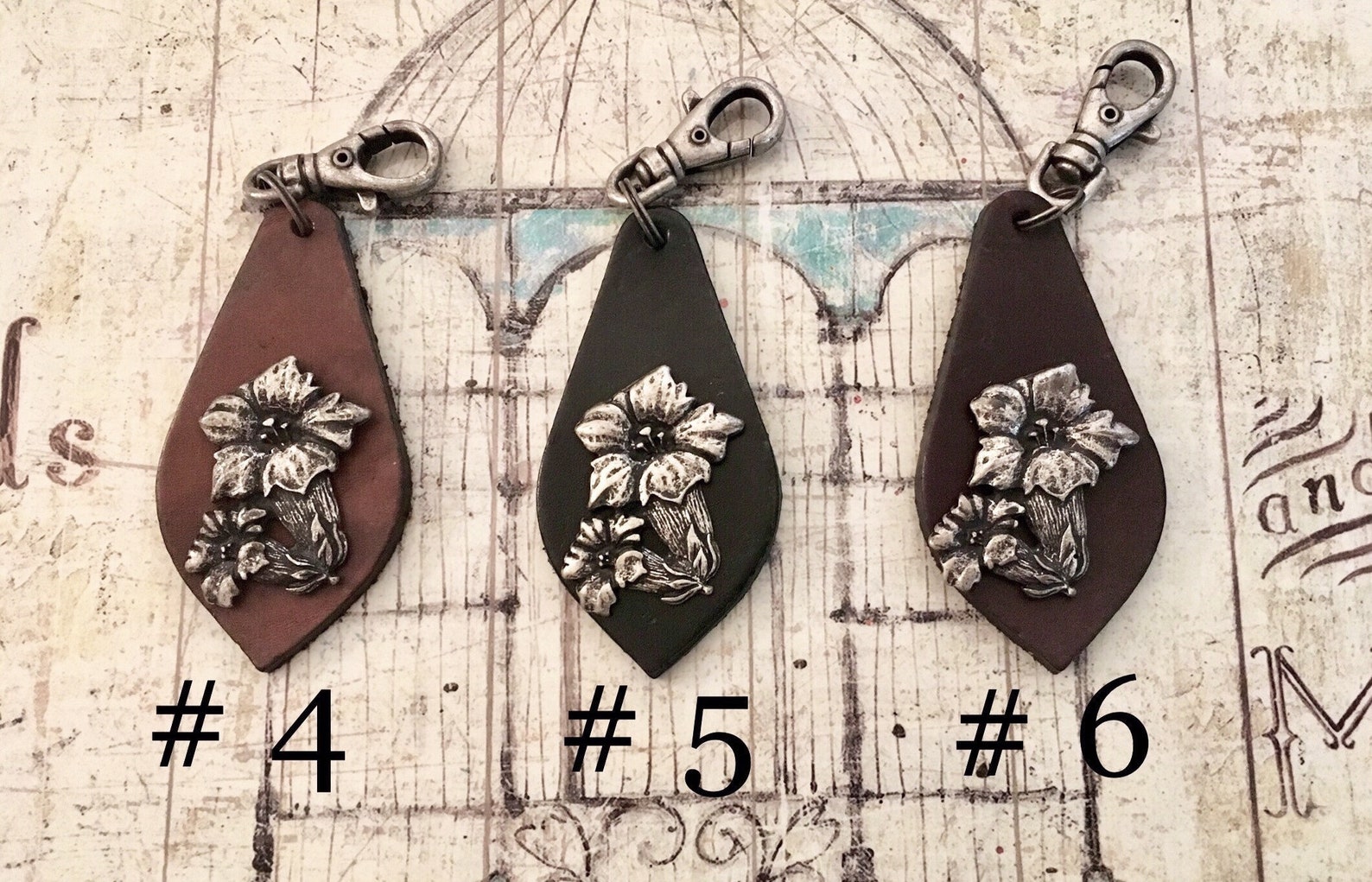 German Handmade Vintage Leather Keychains With Pewter Edelweiß or Der ...
