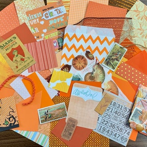 Junk Journaling 50+ Piece ORANGE Sampler Ephemera Pack