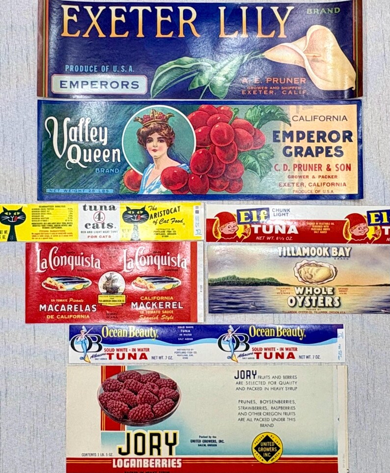 Vintage Food & Produce Crate Labels • 8 Piece Paper Ephemera Set ...