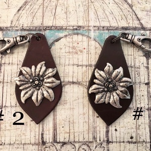 German Handmade Vintage Leather Keychains With Pewter Edelweiß or Der ...