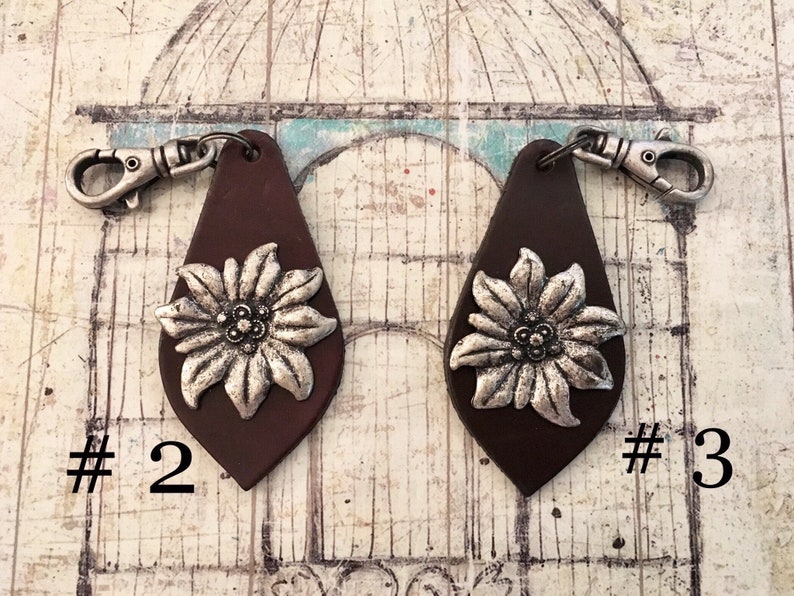 German Handmade Vintage Leather Keychains With Pewter Edelweiß or Der ...