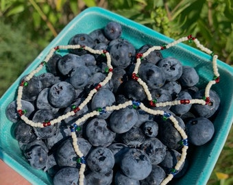 Berry Beaded Bracelet-blueberry, cherry, strawberry