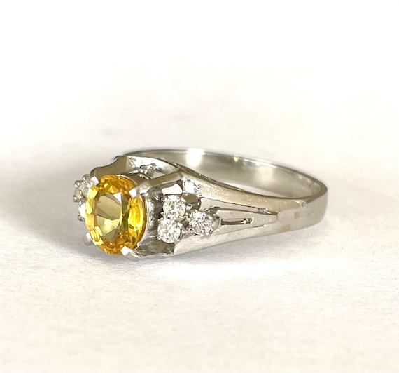 Vintage Natural Canary Yellow Sapphire Solid PT90… - image 3