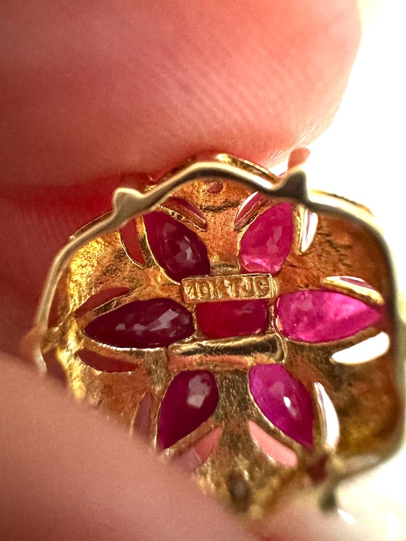 Natural Ruby and Diamond Solid 10k Two-Tone Yello… - image 4