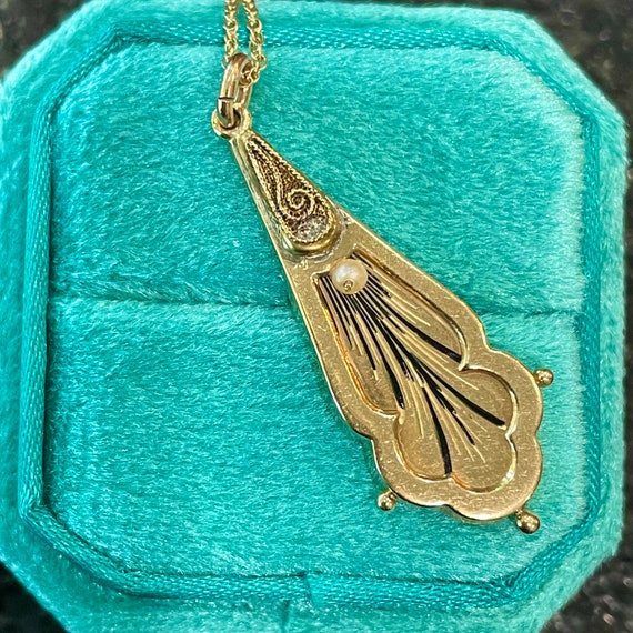Antique Art Deco Solid 10k Yellow Gold Seed Pear Black Enamel Etsy