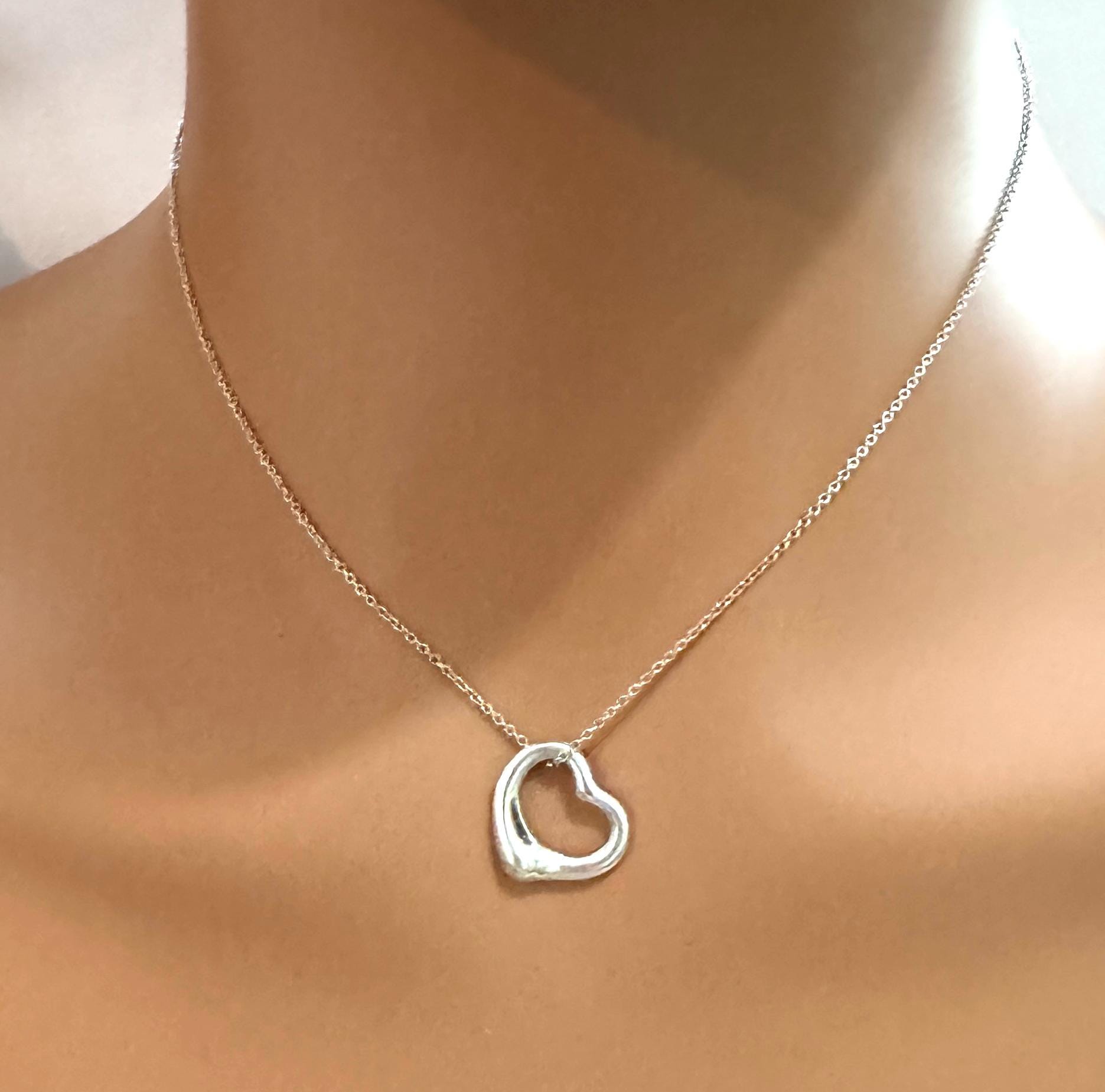 Authenticated Tiffany & Co. Elsa Peretti Small Open Heart Estate
