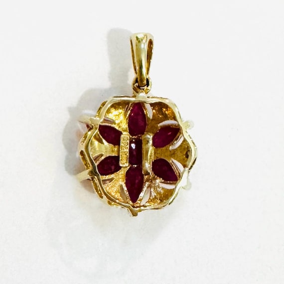 Natural Ruby and Diamond Solid 10k Two-Tone Yello… - image 3