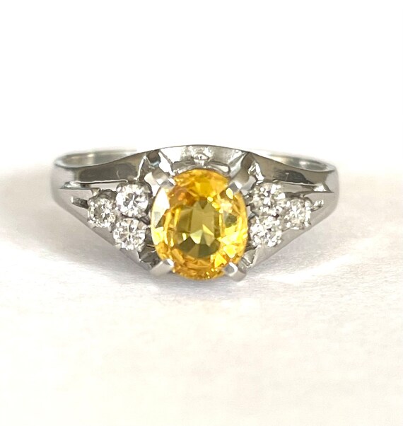 Vintage Natural Canary Yellow Sapphire Solid PT90… - image 2