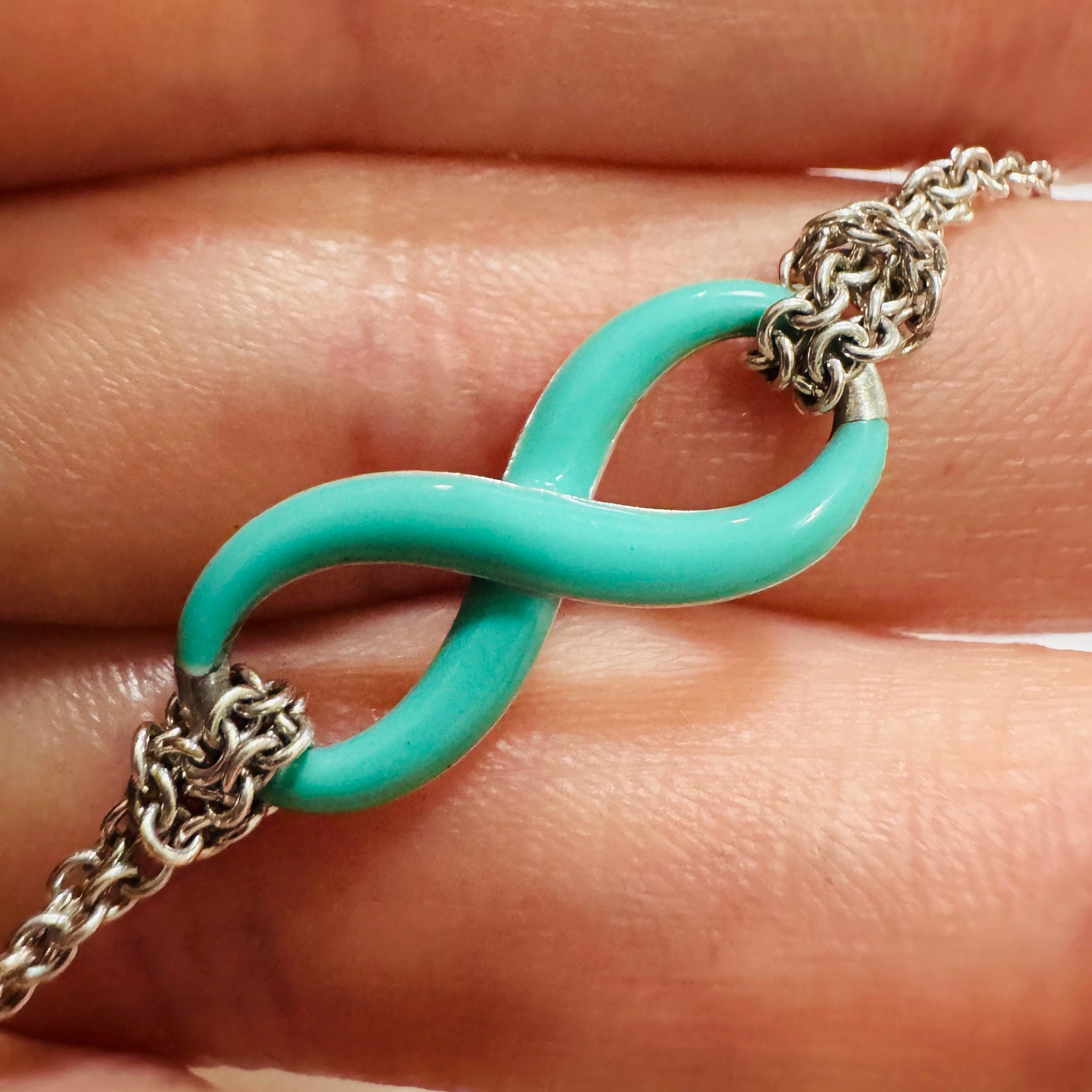 Tiffany エナメル ブルー インフィニティ ダブルチェーンネックレス 