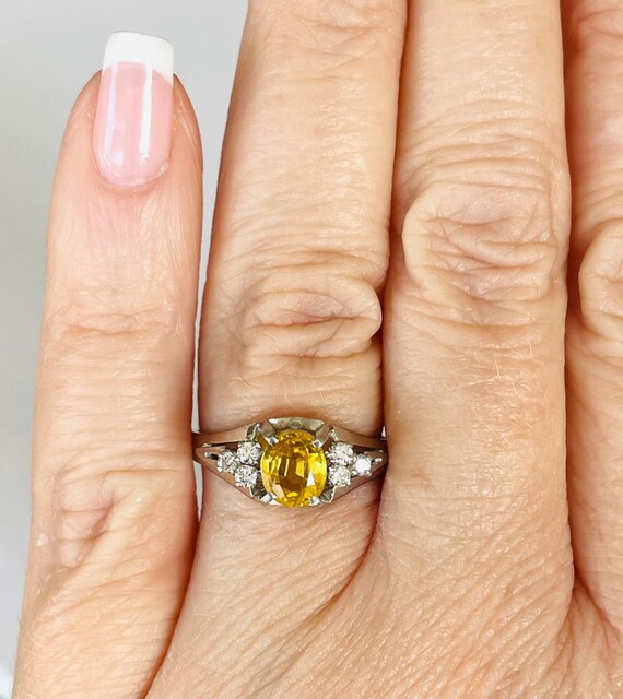 Vintage Natural Canary Yellow Sapphire Solid PT90… - image 4