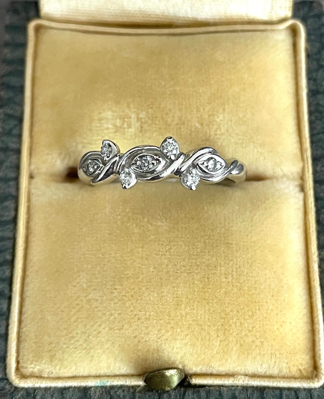 Solid 950 Platinum Natural Diamond Vine Vintage Wedding Band Etsy UK