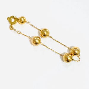 Pulsera vintage de los años 90, de oro amarillo macizo de 18k, 6,9 g, 10 mm, con colgante de bola italiana y detalles de rubí, cadena de eslabones de 8 pulgadas.