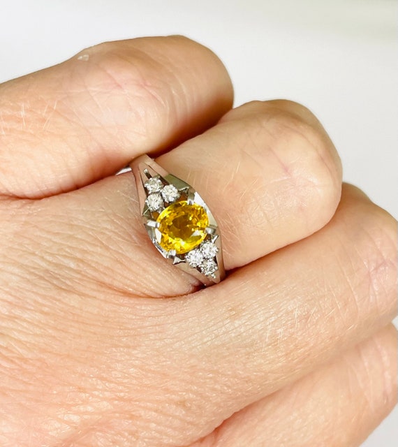 Vintage Natural Canary Yellow Sapphire Solid PT90… - image 6