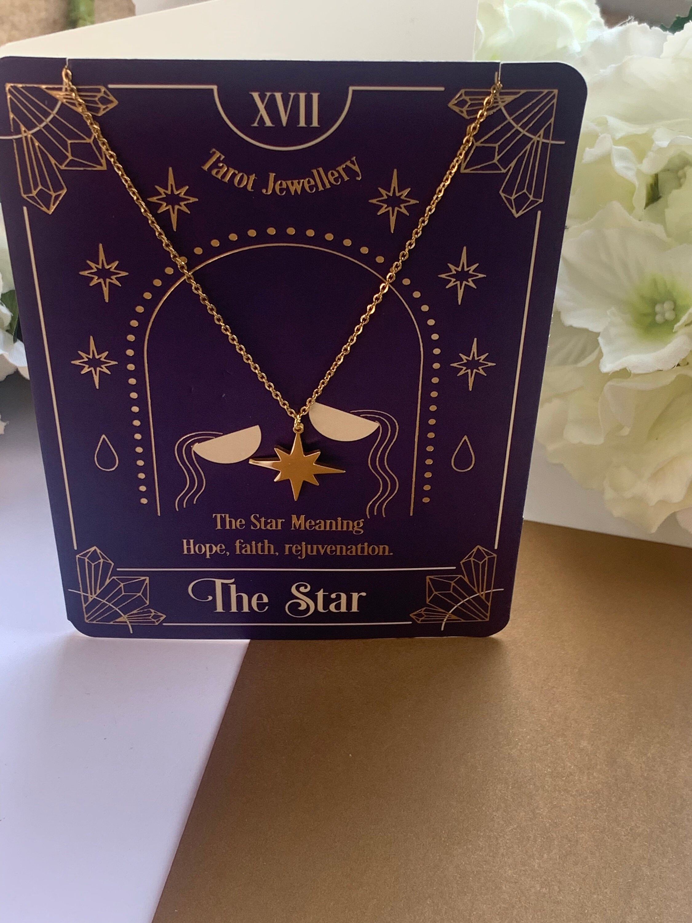 The Star Tarot Greeting Card with Necklace
