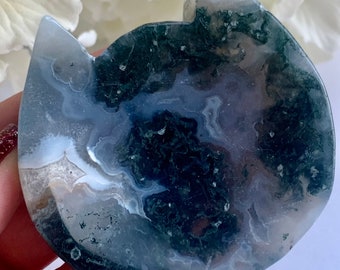 Moss Agate Cat Bowl