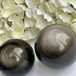 Silver Sheen Obsidian Spheres