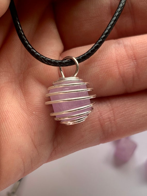 Silver Double Wire Kunzite Pendants Silver Double Wire Kunzite Pendants