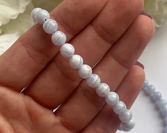 Blaue Spitze Achat Armband