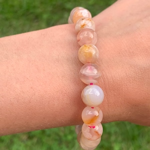 Pink Flower Agate Bracelet