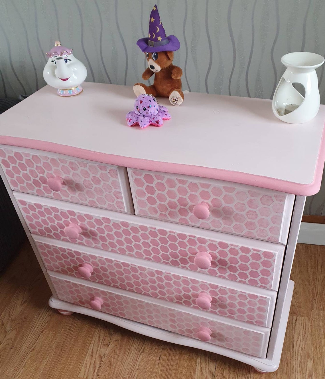 Beautiful Bespoke Chest Of Drawers Refurbished in pretty pinks Etsy