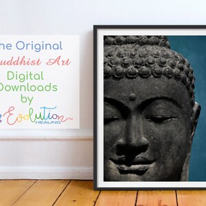 Beautiful Grey Buddha Statue Painting, Buddha Print, Printable Digital Download, Buddhist Art, Prints, Large Poster, Wall Art