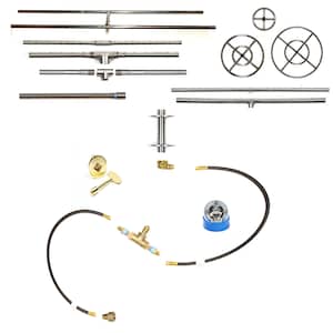 K++ Universal Pre-Plumbed DIY Gas Fire Pit Kit - Includes Burner Choice, Burner Mounting Kit, Gas Hoses, All Brass Fittings, and Key Valve