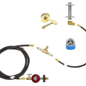 CK+ Universal Propane Complete Deluxe DIY Fire Pit Kit - Includes Burner Choice, Burner Mounting Kit, LP Regulator, Gas Hoses, and Key Valve