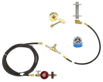 CK+ Universal Propane Complete Deluxe DIY Fire Pit Kit - Incluye Burner Choice, Kit de montaje del quemador, Regulador lp, Mangueras de gas y Válvula de llave