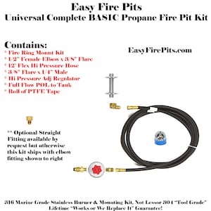 CK Universal Propane Complete BASIC Fire Pit Kit and Choice of Gas Burner – Mounting Kit, LP Regulator, 12' Hose & Fittings image 9