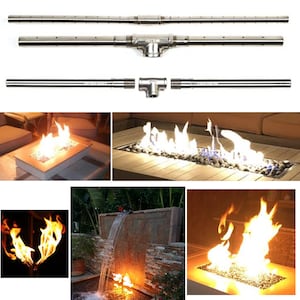 EasyFirePits Lifetime Warranted Marine Grade 316 Stainless Steel DIY Outdoor Gas Linear 3-Piece TB- Trough Burner