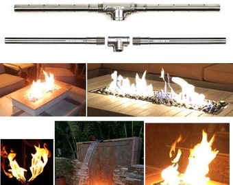 EasyFirePits - Quemador lineal de gas para exteriores de 3 piezas de acero inoxidable 316 de grado marino con garantía de por vida EasyFirePits