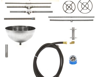 CK Universal Propane Complete BASIC Fire Pit Kit y elección de quemador de gas - Kit de montaje, regulador LP, manguera y accesorios de 12 '
