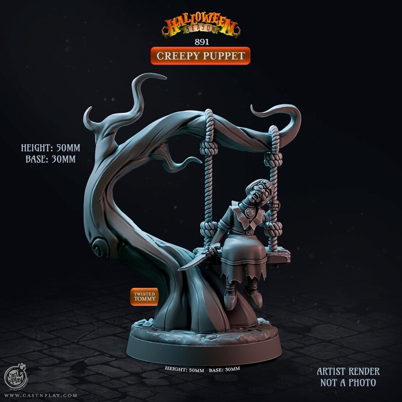 Creepy Puppet Twisted Tommy Evil Puppet W/ Knife Halloween RPG Dungeons