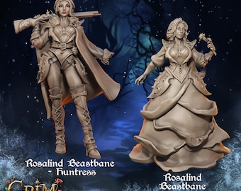 Rosalind Beastbane / Cazadora de la Bestia / Crónicas Sombrías / Cuentos Retorcidos / Gran Grimorio / DnD / Miniatura impresa en 3D / Juegos de mesa / Terror