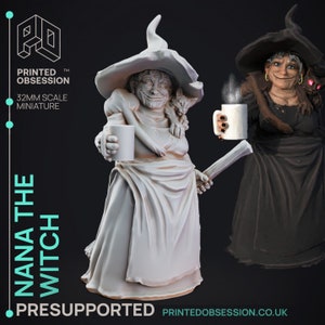 Nana | Old Witch | Old Crone | Printed Obsession | Halloween Mini | D&D and other RPG tabletop gaming miniatures
