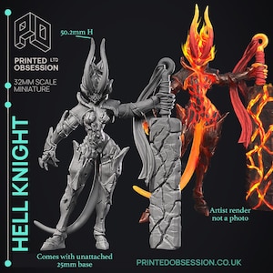 Hell Knight | The New Flesh | Printed Obsession | Dungeons and Dragons | Tabletop gaming miniature | Fantasy Gaming | 3d printed mini