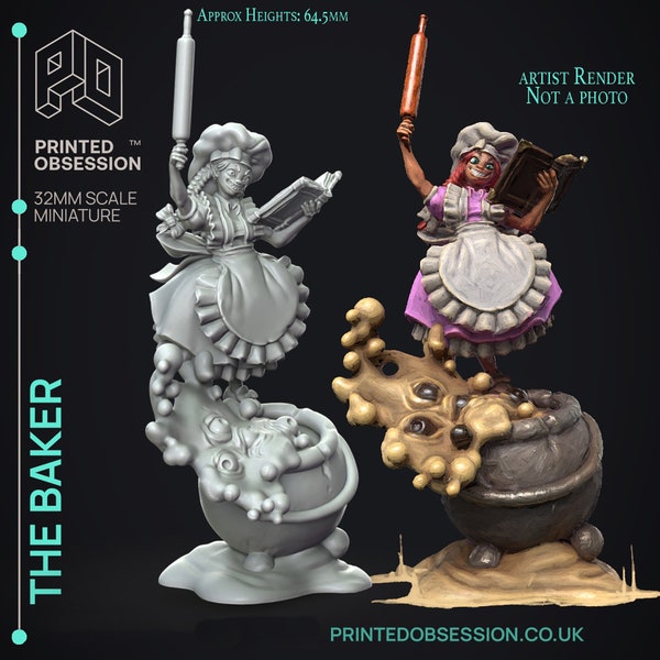 The Baker | Halfling | Possessed Bakery | Printed Obsession | D&D | Tabletop gaming miniatures | Fantasy gaming | Miniatures | TTRPG